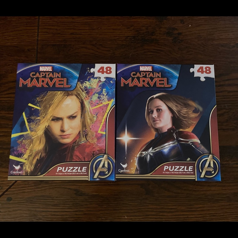 Two Captain Marvel 48 Piece Puzzles: Brand New!